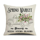 Axyaa Spring Flowers Linen Pillowcase: Bike Truck Print Cushion Cover 45x45CM