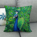 Peacock Linen Pillowcase by Axyaa: Vintage Animal Design for Sofa, Bed or Chair
