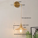 Axyaa Vintage Glass Wall Light with Adjustable LED and Pull Chain Switch