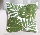 Axyaa Green Leaf Jacquard Embroidered Cushion Cover, 45x45cm