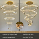 Axyaa Dimmable Crystal Chandelier: Modern LED Pendant Light for Stairs, Luminaria Fixtures