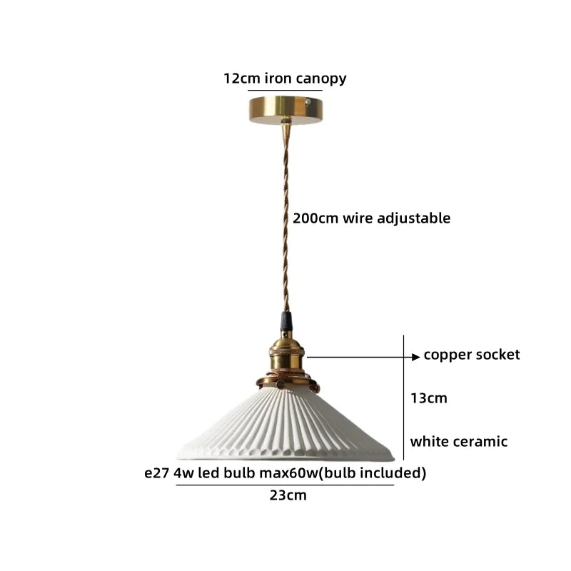 Axyaa White Ceramic LED Pendant Lights: Minimalist Loft Illumination