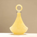 Axyaa Geometric Yellow Glass Vase with Cover for Home Decor