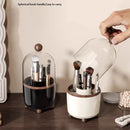 Axyaa Rotating Makeup Brush Holder with Lid - Clear Brush Organizer