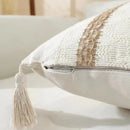 Axyaa Linen Stripe Diamond Woven Cushion Cover with Tassels, 45x45cm