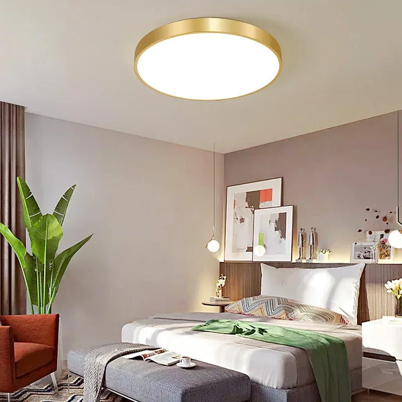 Axya Modern Gold Circular Ceiling Light for Interior Decor Lighting Fixtures