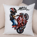 Axyaa Extreme Sports Motorcycle Pattern Cushion - Cartoon Design for Home & Car