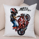 Axyaa Extreme Sports Motorcycle Pattern Cushion - Cartoon Design for Home & Car