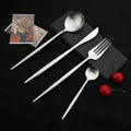Axyaa 24-Piece Stainless Steel Cutlery Set - Matte Silver Western Flatware Tableware