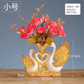 Axyaa Swan Wedding Gift Ceramic Vase Home Decor Craft Livingroom TV Table Figurine