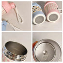 Axyaa Kawaii Cat Bow Thermos Bottle Straw 420ml - Insulated Thermal Mug Cute Boba Water Bottle