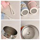Axyaa Kawaii Cat Bow Thermos Bottle with Straw - 420ml Insulated Thermal Mug