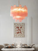 Axyaa Pink Beauty Glass Chandelier French Design Hanging Light for Dinning Room