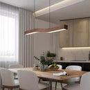 Axyaa Walnut Wood Grain Linear Pendant Light for Creative Dining Room Lighting