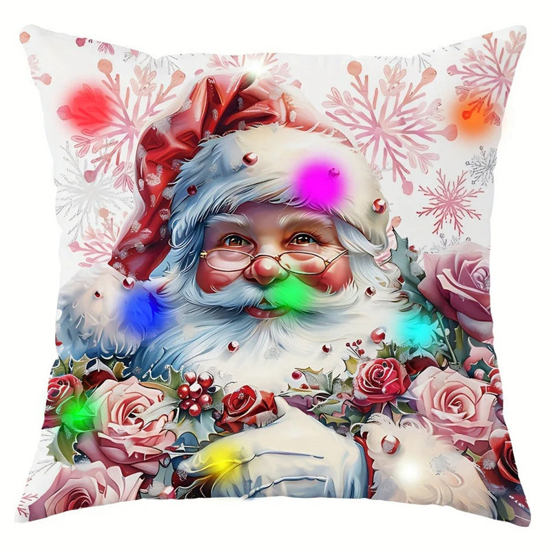 Axyaa LED Luminous Pillowcase with Santa Claus Snowman Rose Design