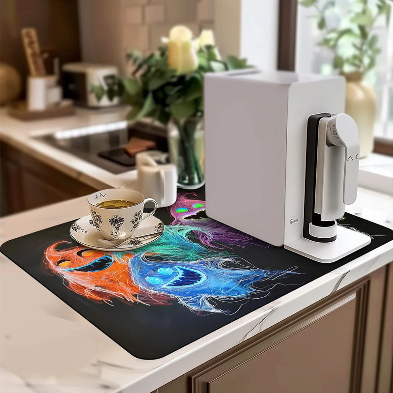 Axyaa Halloween Ghost Lines Drying MatValueChanged: Axyaa Abstract Ghost Lines Drying Mat