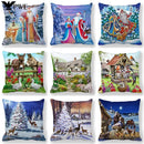 Axyaa Santa Print Pillowcase for Christmas and New Year Decor