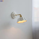 Axyaa White Ceramic LED Wall Light with Copper Arm Socket, Modern Bedroom Living Room Lamp