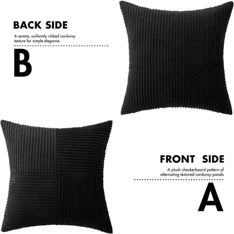 Axyaa Boho Corduroy Striped Throw Pillow Cover 45x45CM for Soft Living Room & Bed