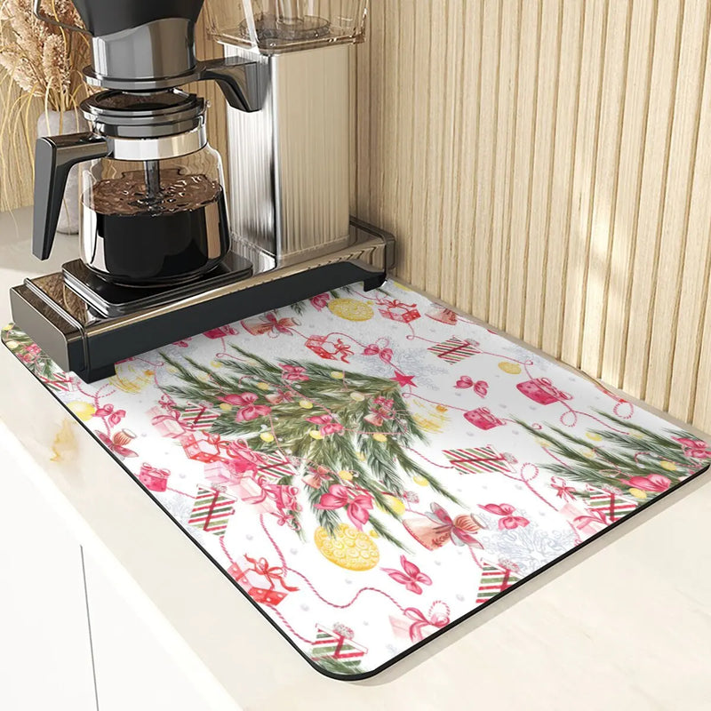 Axyaa Christmas Style Sink Mat, Coasters & Dining Table Accessories, English Letters Design