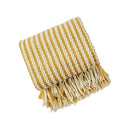 Axyaa Yellow Striped Throw Blanket with Fringe - Soft Multi Color Accent for Home & Travel
