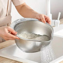 Axyaa Stainless Steel Rice Washer and Strainer Bowl Kitchen Tool