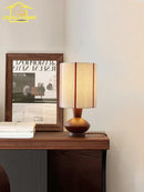 Axyaa Wooden Hemp Rope Table Lamp LED E27 Bedside Study Home Decor