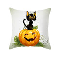 Axyaa Black Cat Pumpkin Cushion Cover 45x45 cm - Home Decor Funny Printed Pillow Case