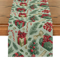 Axyaa Christmas Plant Leaves Table Runner - Festive Dining Decor
