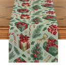 Axyaa Christmas Plant Leaves Table Runner - Festive Dining Decor