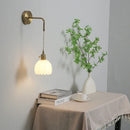 Axyaa Retro Flowers Glass Wall Lamp for Bedroom Study & Bedside, Nordic Modern Style