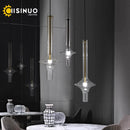 Axyaa Glass Tube Pendant Light in Smoke Grey/Clear/Amber