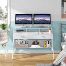 Axyaa 47" Computer Desk with Storage Shelf, Drawers & Monitor Stand