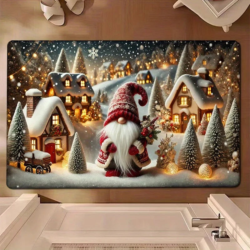 Axyaa Winter Dwarf Snow Non-Slip Floor Mat for Home Kitchen and Bathroom