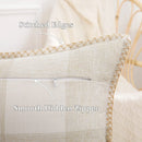 Axyaa Plush Check Pillow Covers Set Cream White for Bed & Sofa