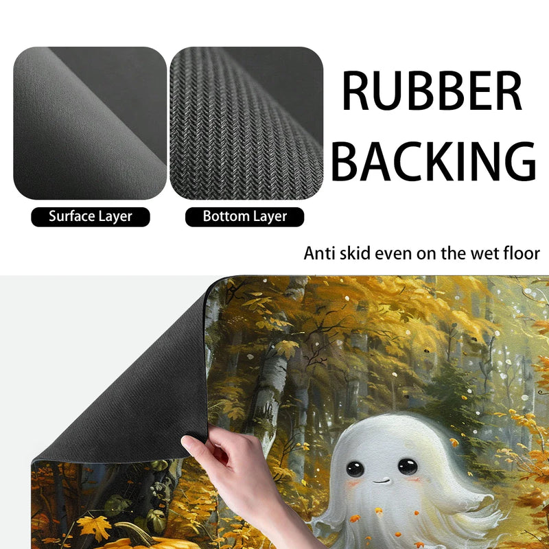 Axyaa Halloween Coffee Dish Mat: Absorbent & Anti-Slip Kitchen Draining Pad