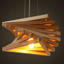 Axyaa Modern Solid Wood Triangle Chandelier LED Hanging Lamp for Home Decoration