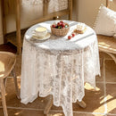 Axyaa Lace Tablecloth - White Retro French Cover for Tables