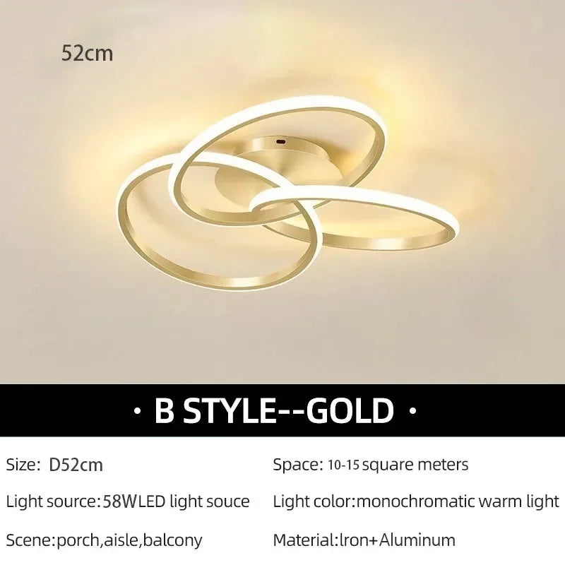 Axyaa Trefoil LED Ceiling Light: Dimmable Acrylic, Black White Gold Luminaire