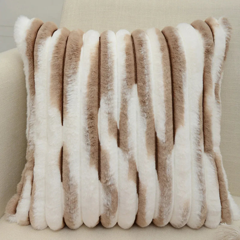 Luxury Coffee Plush Pillow Cover for Living Room Sofa Decor by Axyaa.