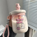 Axyaa Kawaii Bear Boba Bubble Tea Bottle 800ml Straw BPA-Free