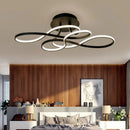 Axyaa Modern LED Chandelier Ceiling Lamp in White/Black Iron, 70cm