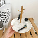 Axyaa White Plastic Round Storage Tray Tableware Home Kitchen Cake Coffee Tray