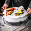 Axyaa Ceramic Dry Ice Plate Set for Seafood Sashimi and Salmon, Irregular Design