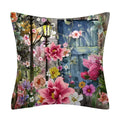 Retro Floral Linen Pillow Cover Abstract Art Decor for Living Room Sofa by Axyaa
