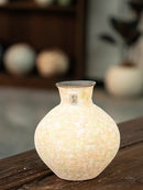 Textured Ceramic Vase for Fresh Flowers, Boho Home Decor Centerpiece by Axyaa