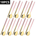 Axyaa Black Gold Stainless Steel Cutlery Set - 18Pcs Tableware Kitchen Silverware