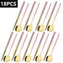 Axyaa Black Gold Stainless Steel Cutlery Set - 18Pcs Tableware Kitchen Silverware