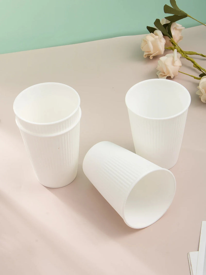 Axyaa White Plastic Reusable Cups Set for Home Kitchen Dining Camping