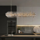 Axyaa Retro Chandelier Kitchen Island Glass Lights Stainless Steel Fixtures